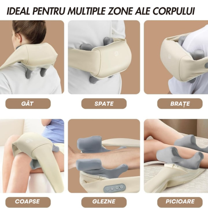 Aparat masaj cervical 4D cu incalzire deep tissue + guler cervical cadou - Sanatate si ingrijire