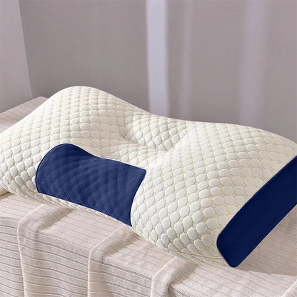 Perna ergonomica 65x40 cm suport gat bumbac poliester confort somn alb albastru - Casa si confort