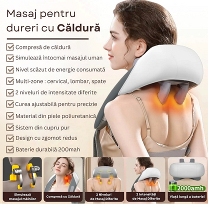 Aparat masaj cervical 4D cu incalzire deep tissue + guler cervical cadou - Sanatate si ingrijire