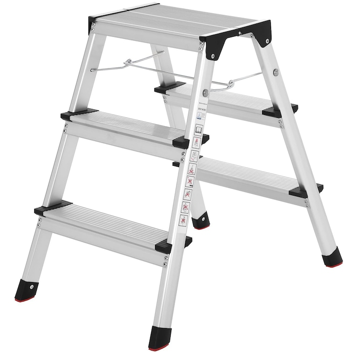 Scara dubla aluminiu 3 trepte pliabila multifunctionala 150kg usoara - Curatenie si intretinere