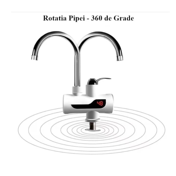 Robinet Electric Instant cu Afisaj LCD - Incalzire Rapida a Apei, Montaj Usor, Alb, prindere Chiuveta - Baie si sanitare