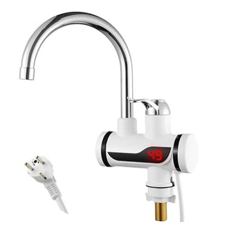 Robinet Electric Instant cu Afișaj LCD – Încălzire Rapidă a Apei, Montaj Ușor, Alb, prindere Chiuveta