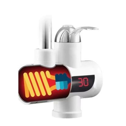 Robinet Electric Instant cu Afișaj LCD – Încălzire Rapidă a Apei, Montaj Ușor, Alb, prindere Chiuveta