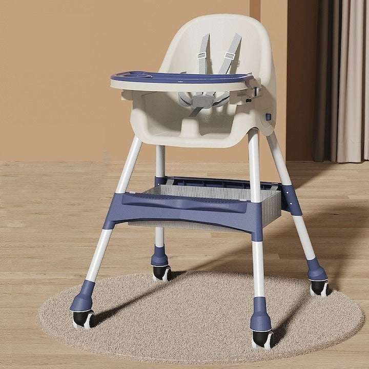 Scaun de Masă Bebe Multifuncțional 6+ Luni, Balansoar, Albastru, Spătar Reglabil