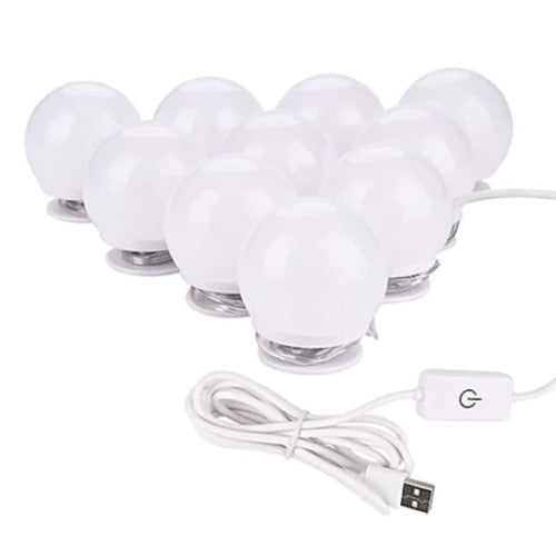 Set 10 becuri LED oglindă machiaj – 3 moduri lumină, 4W, 2m, USB, alb - Produse Auto, Casă & Grădină - OkDeals.ro