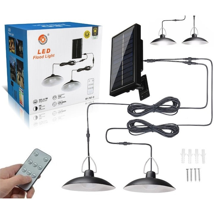 Set 2 lămpi solare LED grădină – Cu telecomandă și panou solar, IP66