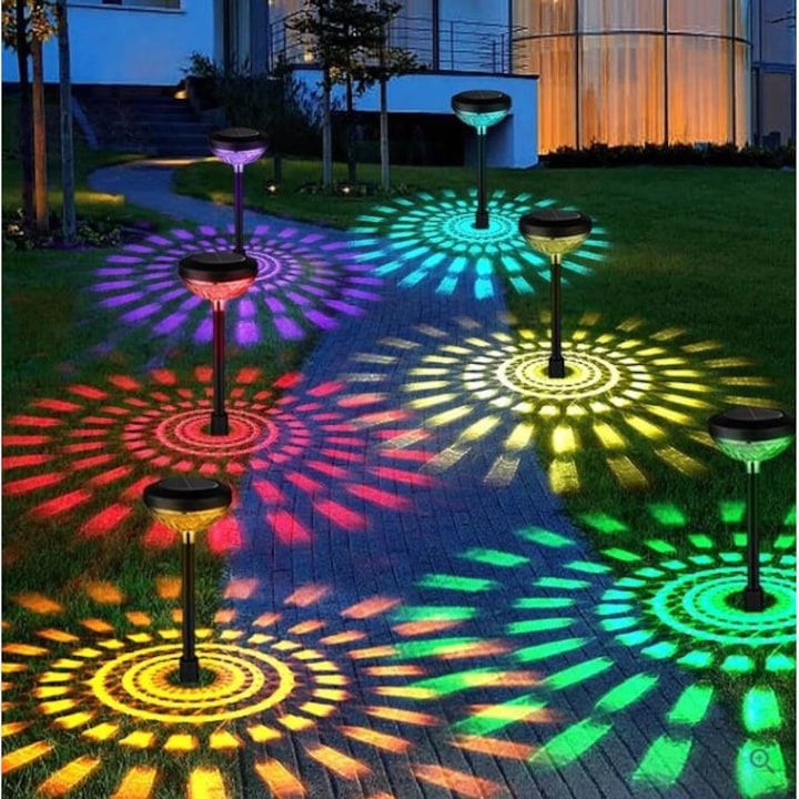 Set 2 lampi solare LED RGB gradina - 2 moduri de lumina - Iluminat