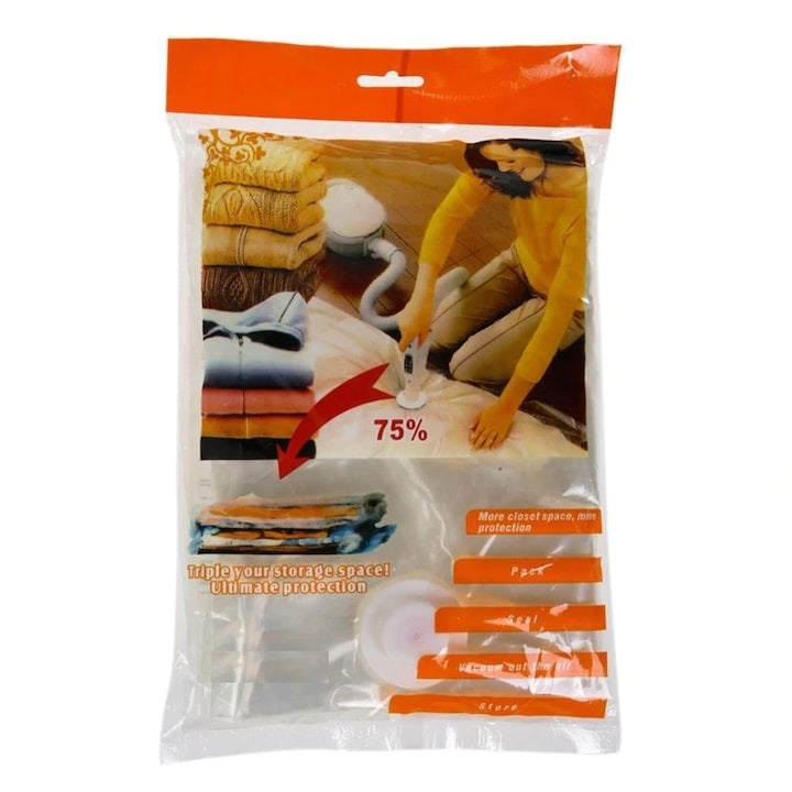 Set 12 Saci de Vidat pentru Haine & Pilote 80x100 cm - Depozitare Vacuum, Reutilizabili, Economie Spatiu 75% - Bucatarie si