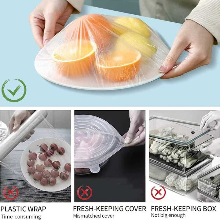 Set 100 Folii Alimentare Reutilizabile Elastice, Diametru 12 cm, Protectie Mancare - Bucatarie si electrocasnice