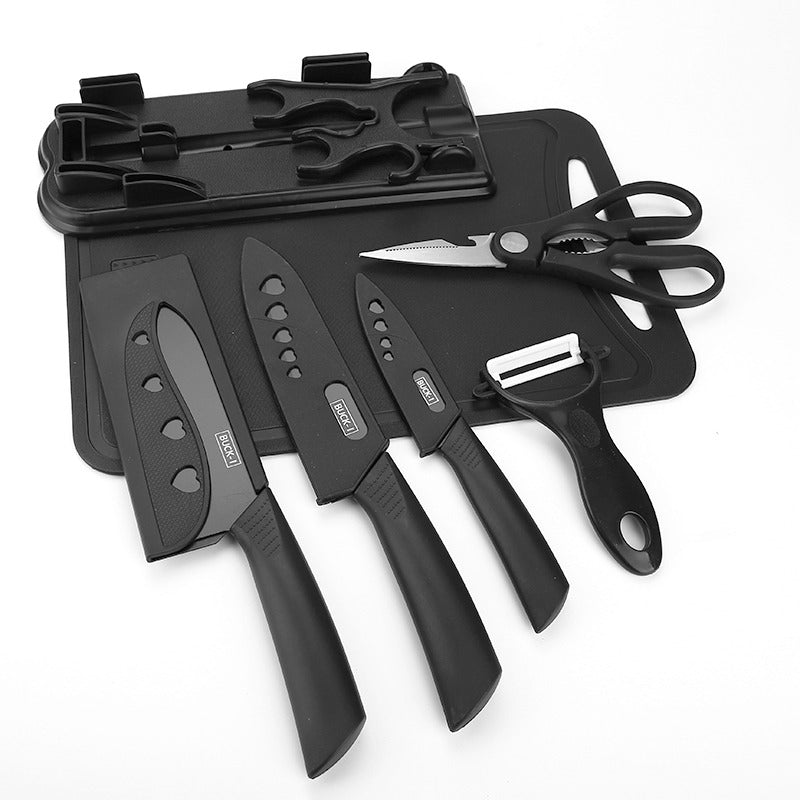 Pachet Promo Bucatarie - Set 7 Instrumente Ceramice cu Tocator + Tocator Inox 3L + Oliviera cu Perie Silicon - Doar 125 Lei