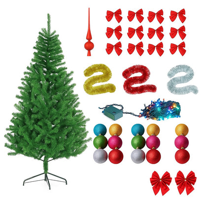 Set Brad Artificial 1.8m cu 48 Accesorii și Instalație 100 LED-uri, Verde