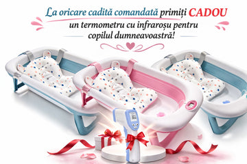 Cadita bebe pliabila cu termometru digital perna baie - Copii si bebelusi