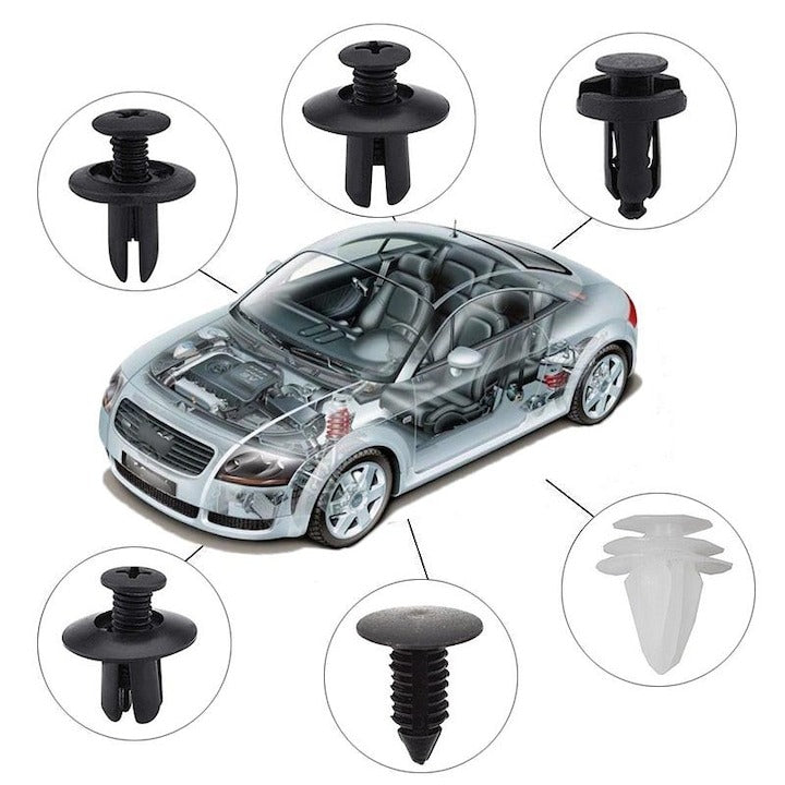 Set clipsuri auto universale 100 bucati cleme fixare tapiterie bara aripa - Auto si moto