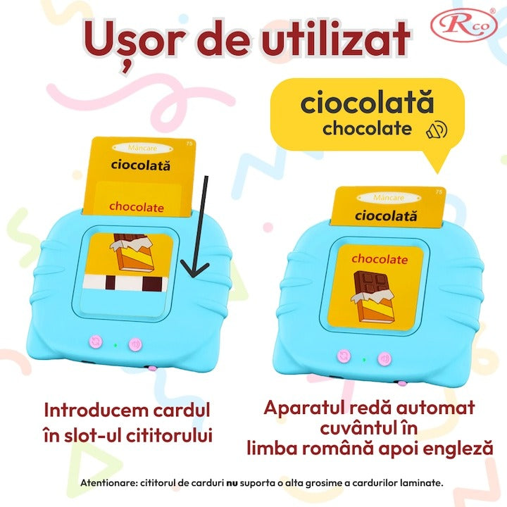 Aparat de invatat - educativ limba engleza pentru copii cu 112 carduri interactive - Jucarie educativa 1-6 ani - Copii si