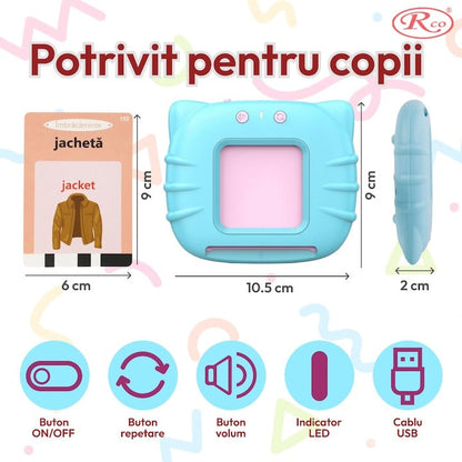 Aparat de invatat - educativ limba engleza pentru copii cu 112 carduri interactive - Jucarie educativa 1-6 ani - Copii si