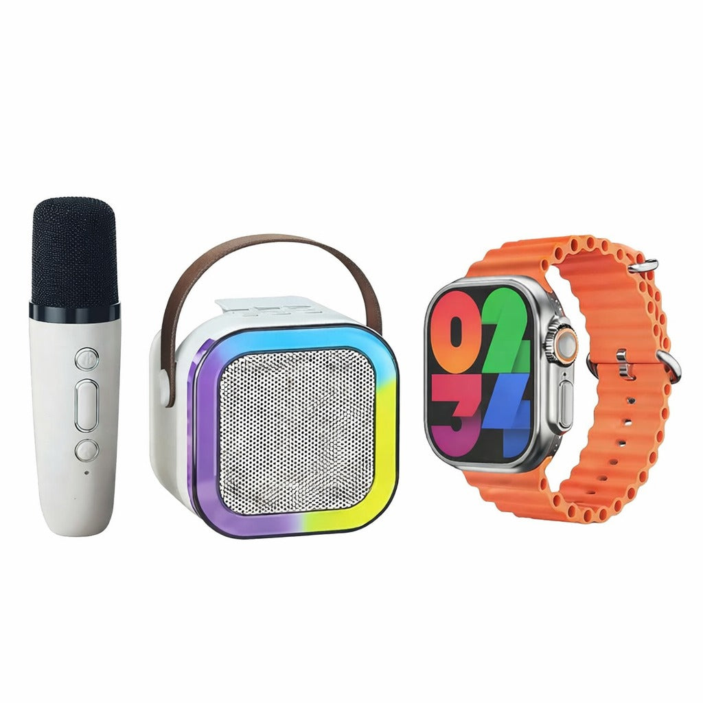 Set Smart 7 in 1 Crown K12 smartwatch AMOLED boxa Bluetooth microfon karaoke - Sport si timp liber