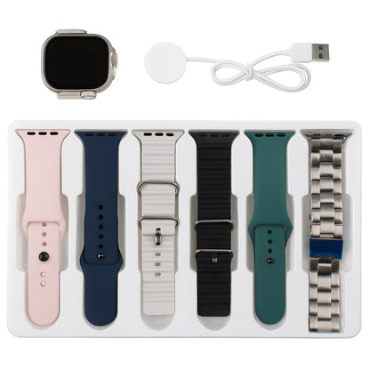 Set Smartwatch ULTRA 7 în 1 cu 7 Curele – Ecran Mare 2.01”, Încărcare Wireless, Design Premium