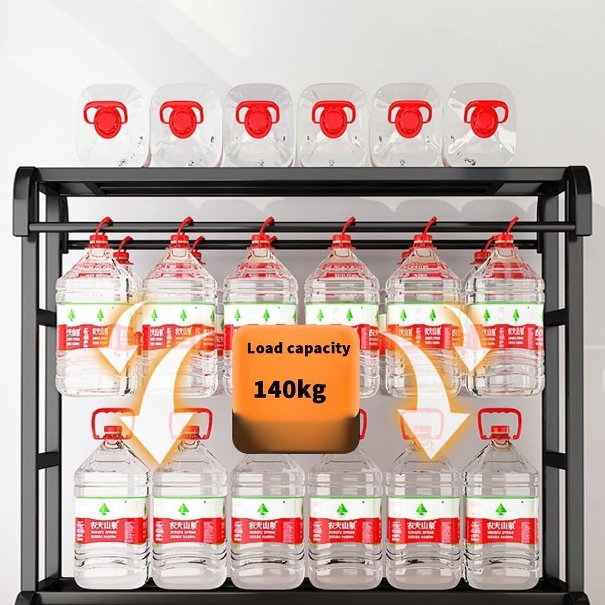 Portant Haine Dublu Metalic cu Raft Superior & Inferior - Suport Umerase Robust, Negru, 145 cm - Mobilier si organizare