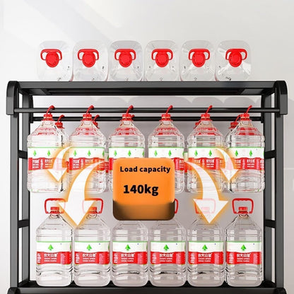 Portant Haine Dublu Metalic cu Raft Superior & Inferior - Suport Umerase Robust, Negru, 145 cm - Mobilier si organizare