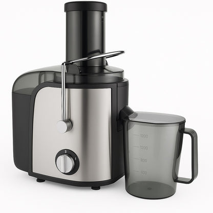 Storcător Fructe și Legume 800W din Plastic/Inox – Recipient Suc 1L, Pulpă 1.5L, Negru