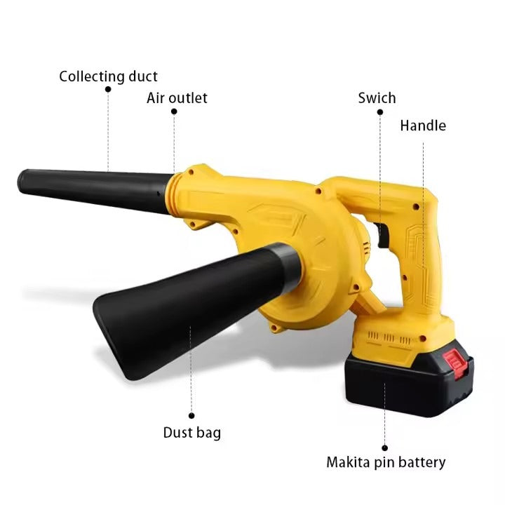 Suflanta frunze fara fir 880W, 2 acumulatori 36V, 2 în 1 suflare și aspirare frunze, praf, zapada, 18000 RPM