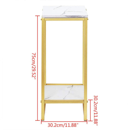 Suport ornamente - flori 2 niveluri metal auriu blat tip marmura 75x30 cm - Gradina si exterior