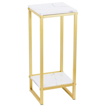 Suport ornamente - flori 2 niveluri metal auriu blat tip marmura 75x30 cm - Gradina si exterior