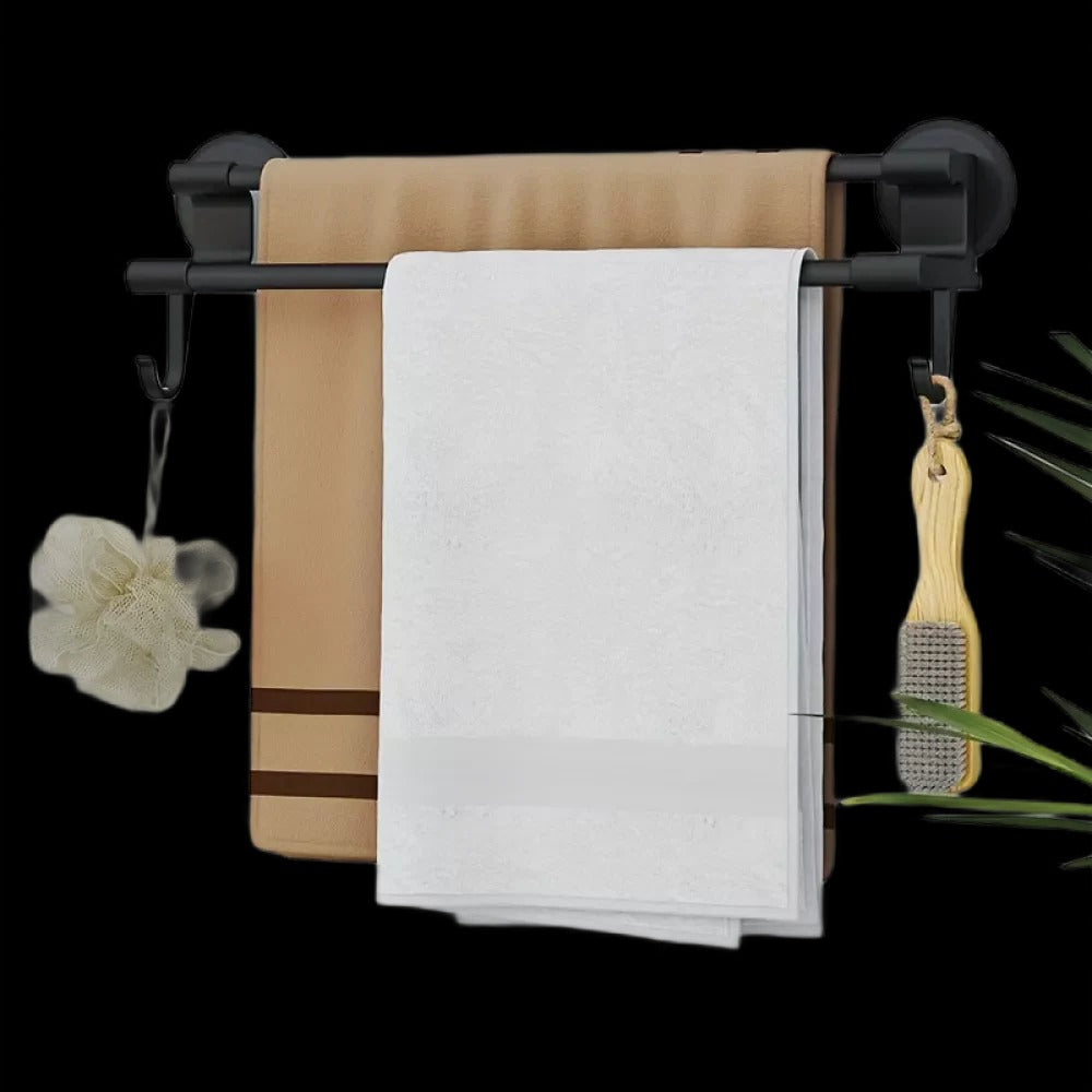 Suport Prosoape Baie Negru cu 2 Brate, Montaj Perete 50 cm - Baie si sanitare