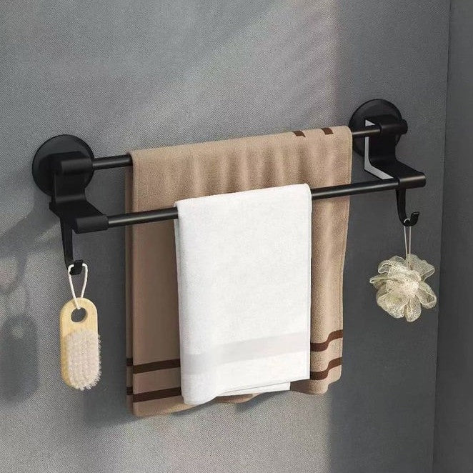 Suport Prosoape Baie Negru cu 2 Brate, Montaj Perete 50 cm - Baie si sanitare
