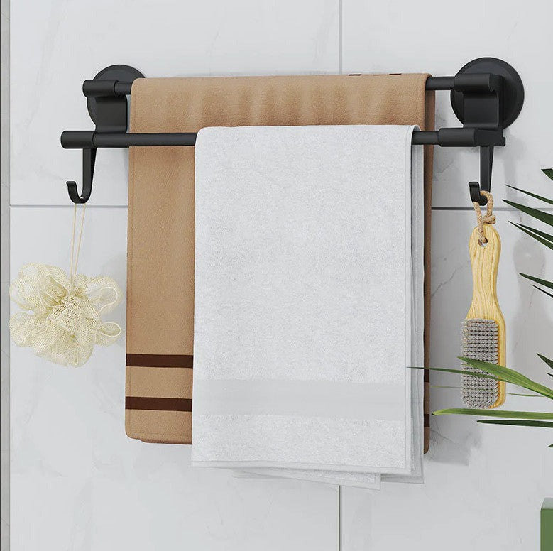 Suport Prosoape Baie Negru cu 2 Brate, Montaj Perete 50 cm - Baie si sanitare