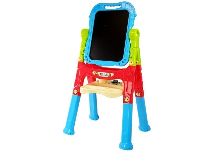 Tabla Magnetica Dubla pentru Copii, Alba si Neagra, Rotire 360°, 48 Accesorii, Reglabila pe Inaltime - Copii si bebelusi