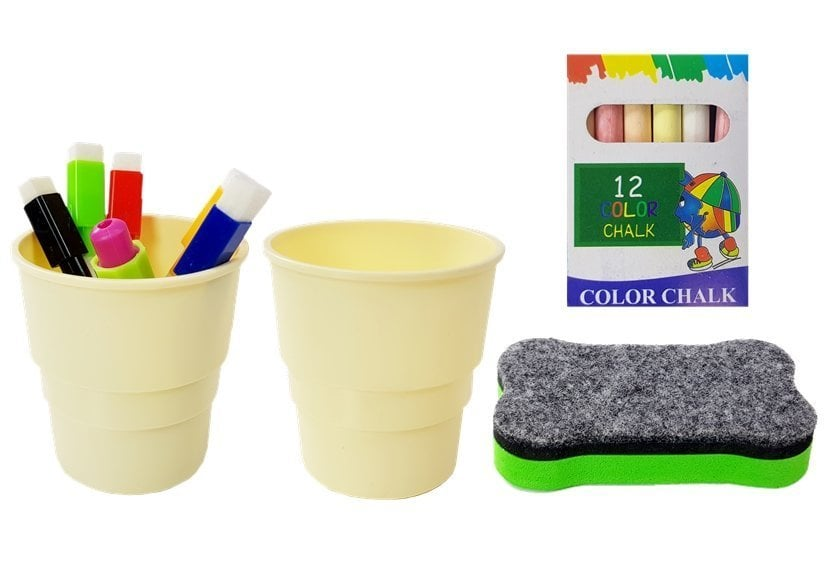 Tabla Magnetica Dubla pentru Copii, Alba si Neagra, Rotire 360°, 48 Accesorii, Reglabila pe Inaltime - Copii si bebelusi