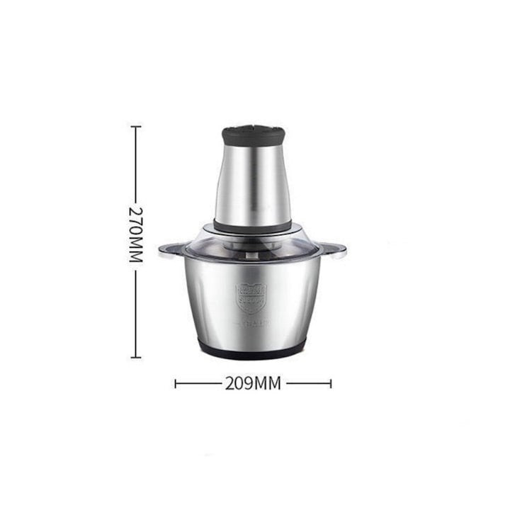 Tocator Electric 5L din Inox cu 4 Lame din Oțel Inoxidabil Negru