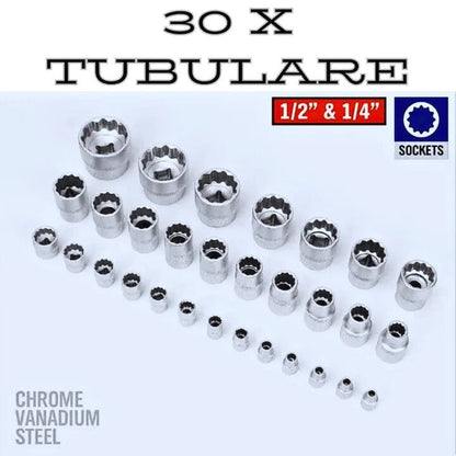 Set trusa scule profesionale - 108 piese, tubulare cromate, otel crom-vanadiu - Auto si moto