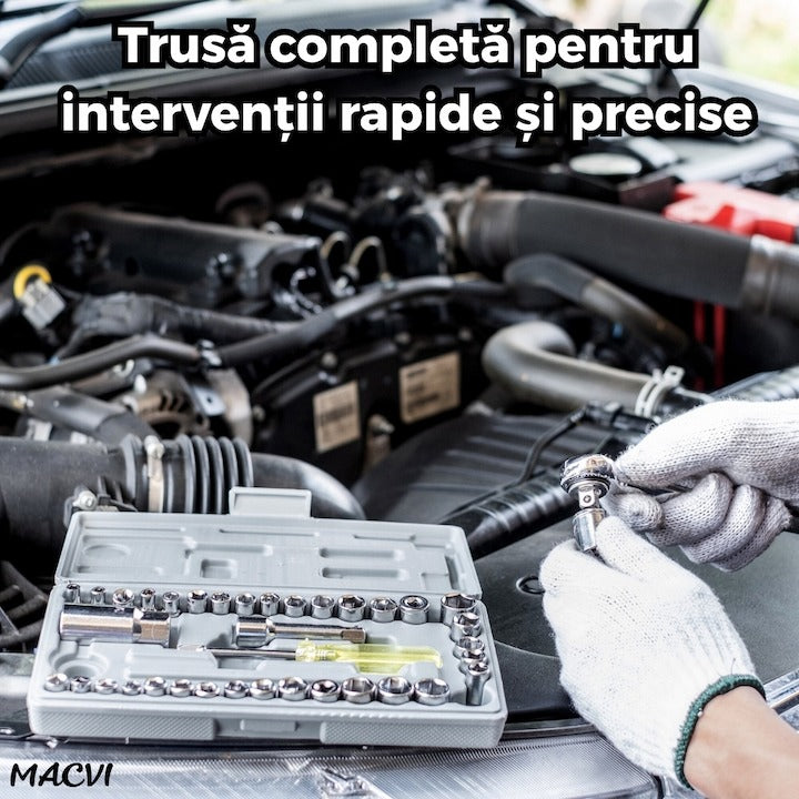 Trusa scule 40 piese Cr-V cu clichet 1/4 si tubulare - Auto si moto