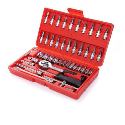 Trusa scule 46 piese crom vanadiu cu clichet 1/4 set chei tubulare biti - Auto si moto