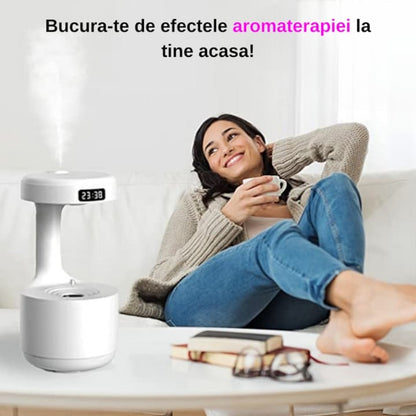 Umidificator anti-gravitație cu LED – Ultrasunete, temporizator 8h, design modern