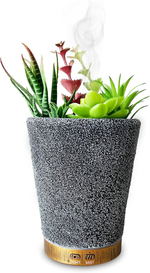 Umidificator/difuzor aromă tip ghiveci – 7 culori LED, programabil, oprire automată - Produse Auto, Casă & Grădină - OkDeals.ro