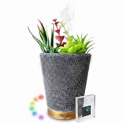 Umidificator/difuzor aroma tip ghiveci - 7 culori LED, programabil, oprire automata - Electronice si gadgeturi