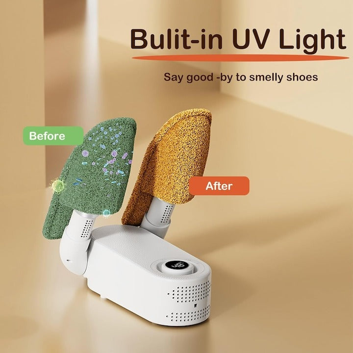 Uscător Electric Telescopic pentru Încălțăminte, Căciuli și Mănuși cu Temporizator – Uscare Rapidă, Alb