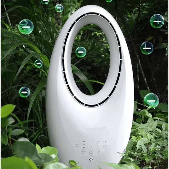 Ventilator si purificator aer Tobi Bladeless, Oscilant, LED, Telecomanda